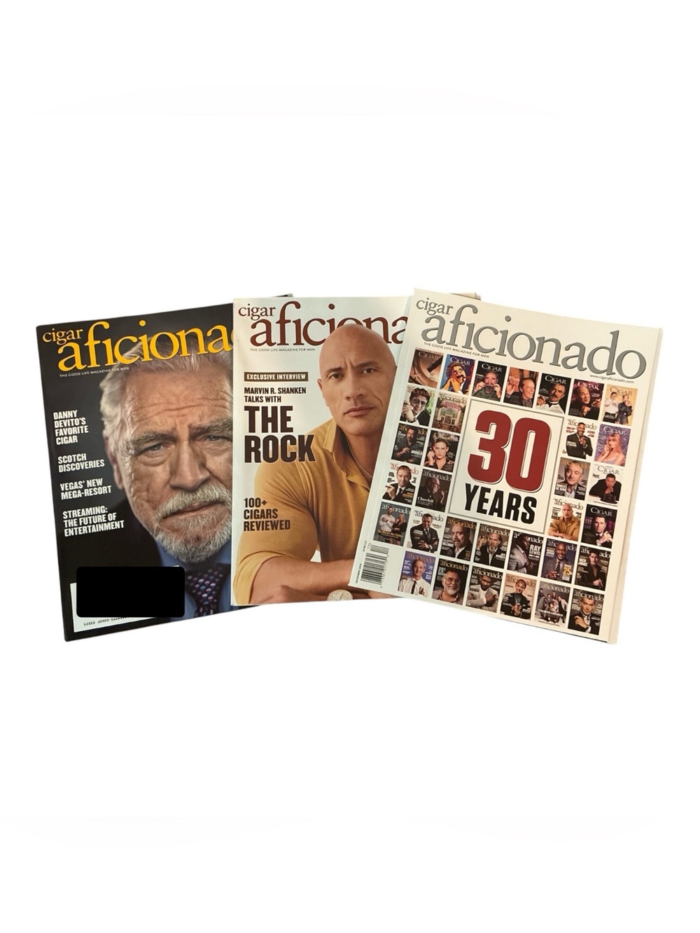Lot Of 3 Cigar Aficionado Magazine 2021 Rock Brian Cox 2022 30 Year Anniversary